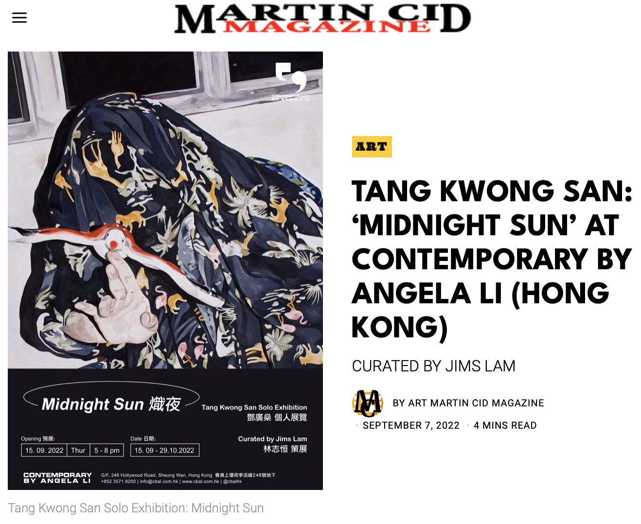 TANG KWONG SAN: ‘MIDNIGHT SUN’ AT CONTEMPORARY BY ANGELA LI｜Art Martin Cid Magazine